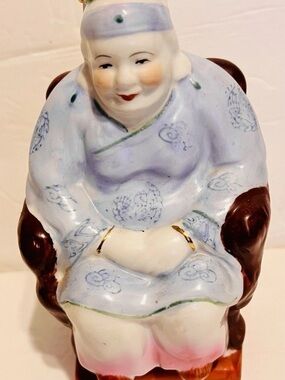 Porcelain Seated Figurine in Light Blue - Unbranded